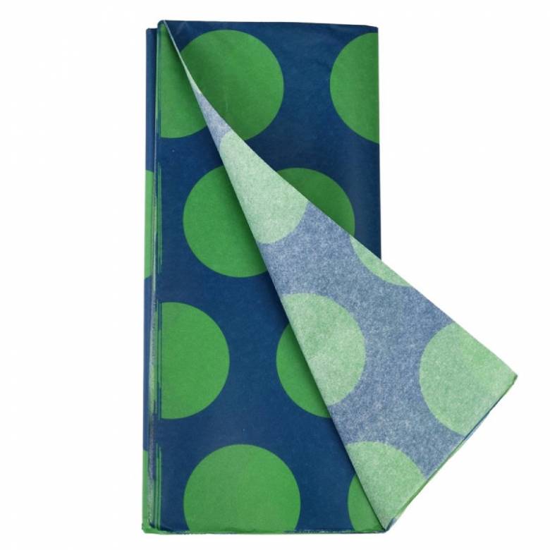 Green Dots On Blue Tissue Paper