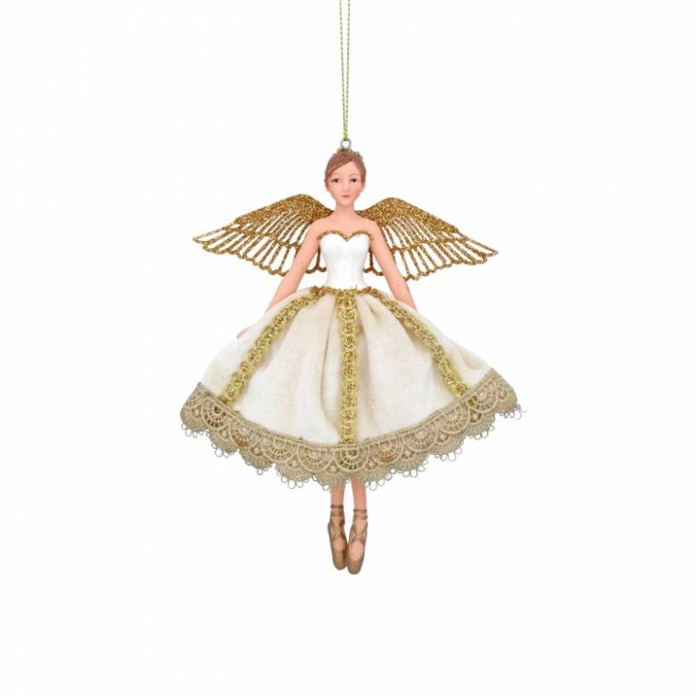 Green & Gold Fairy With Wings Hanging Christmas Decoration