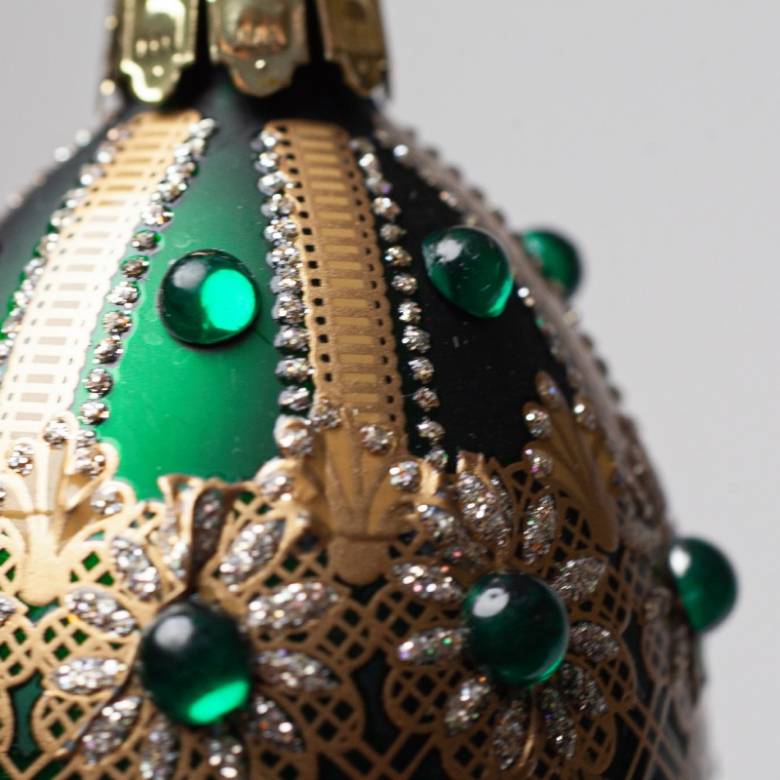 Green Jewelled Egg Glass Christmas Decoration