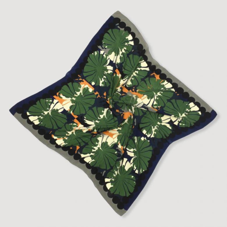 Green Poppy Square Silk Scarf