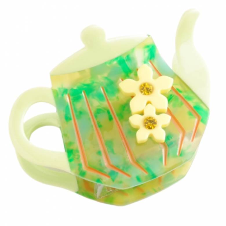 Green Teapot - Large Single Claw Hair Clip