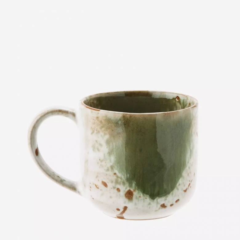 Green & White Stoneware Mug 8cm