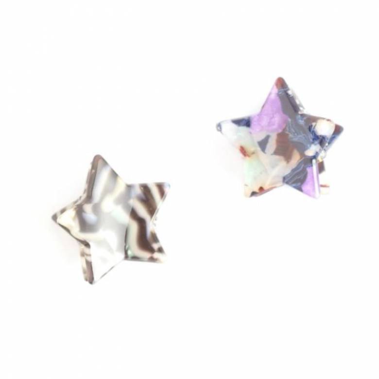 Mini Grey Stars - Pair Of Claw Hair Clips