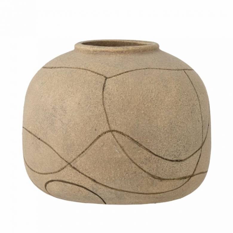 Grey Textured Vase With Abstract Design H:16cm