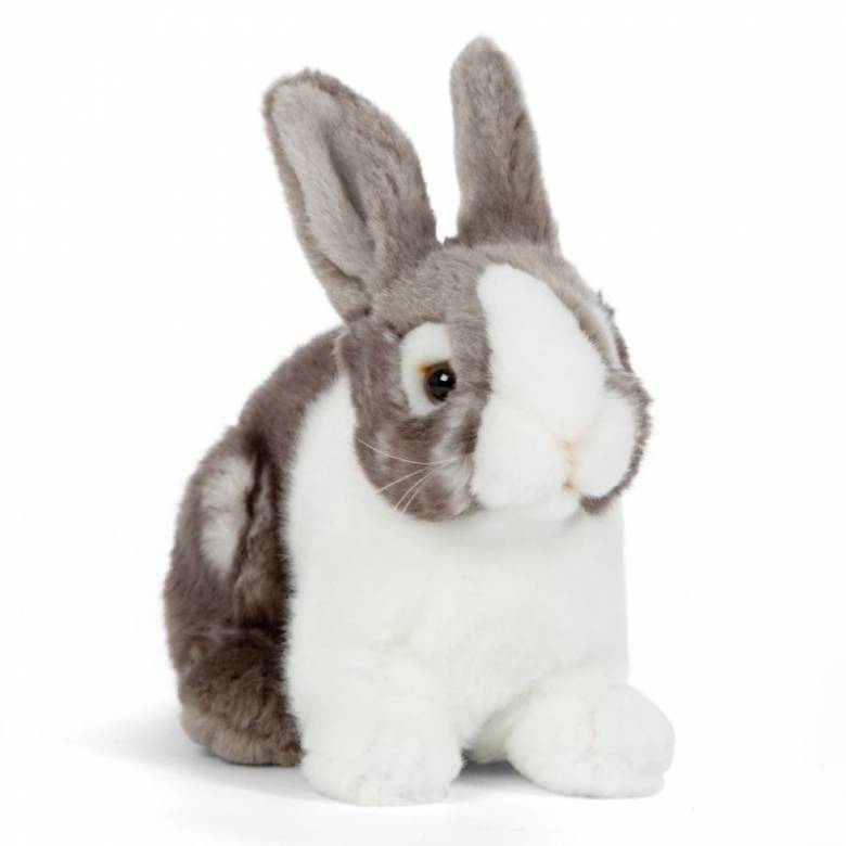 Grey & White Sitting Rabbit Soft Toy 0+