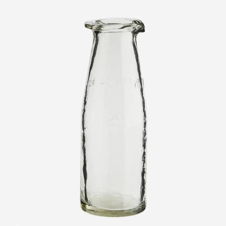 Hand Blown Glass Milk Bottle 15cm