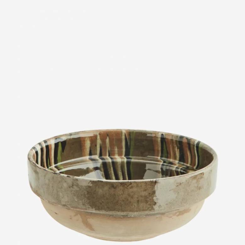Hand Painted Earthenware Bowl In Taupe