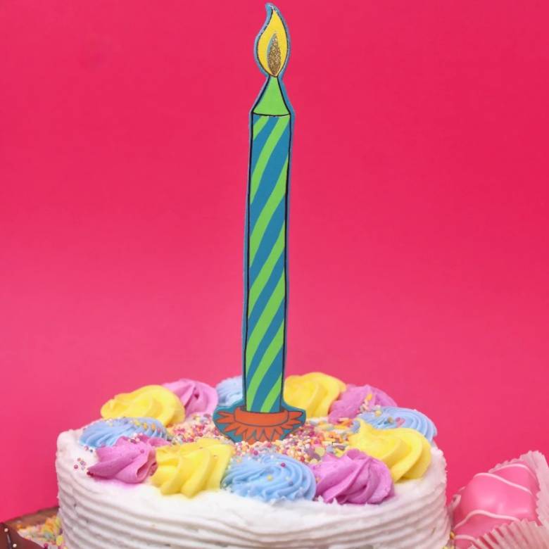 Hand Painted Leather Birthday Candle Bookmark In Turquoise