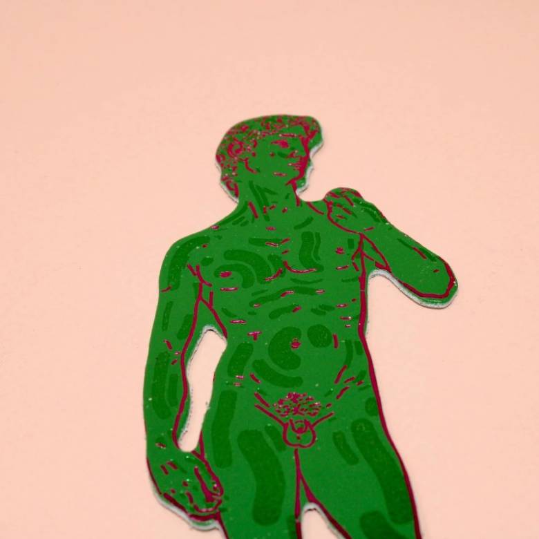 Hand Painted Leather David Bookmark In Bright Green