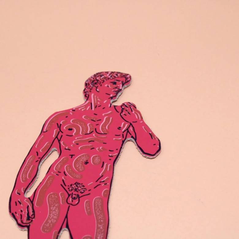 Hand Painted Leather David Bookmark In New Pink