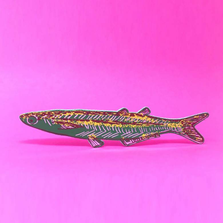 Hand Painted Leather Fish Bookmark In Bright Green