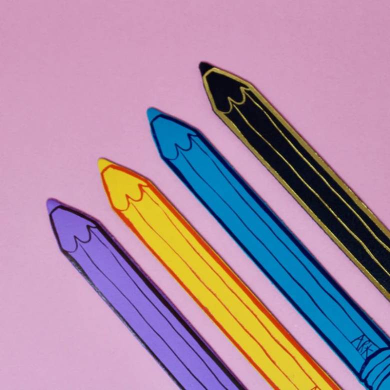 Hand Painted Leather Pencil Bookmark In Hot Pink