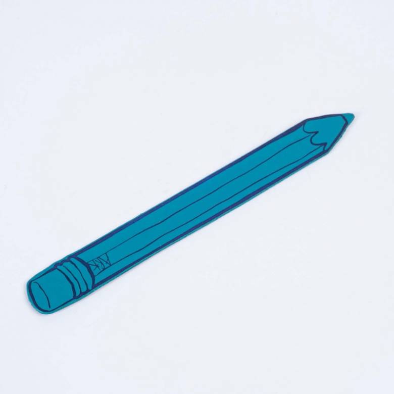 Hand Painted Leather Pencil Bookmark In Turquoise