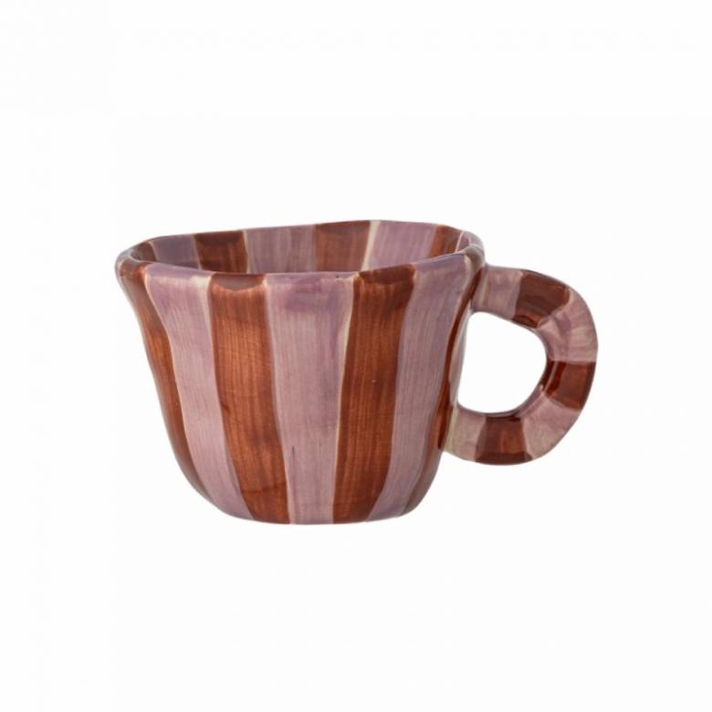 Hand-painted Stoneware Cup In Striped Rose