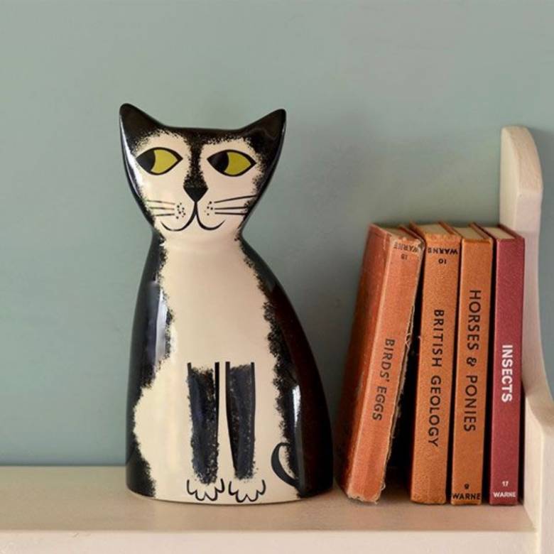 Handmade Ceramic Black & White Cat Money Box