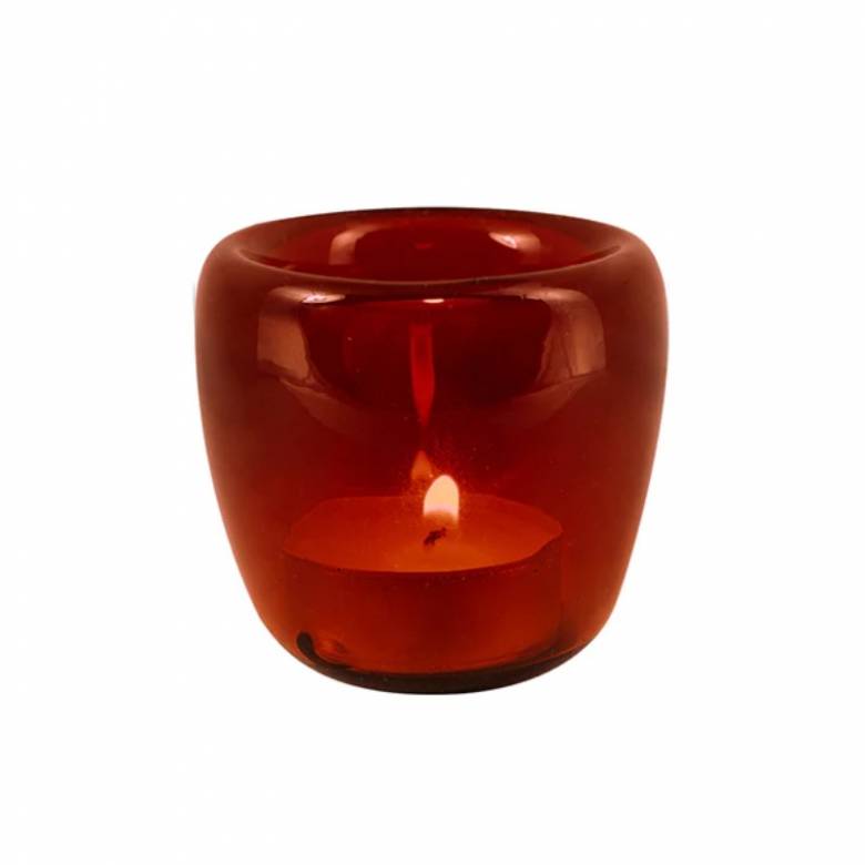 Handmade Glass Tealight Holder In Spanish Orange
