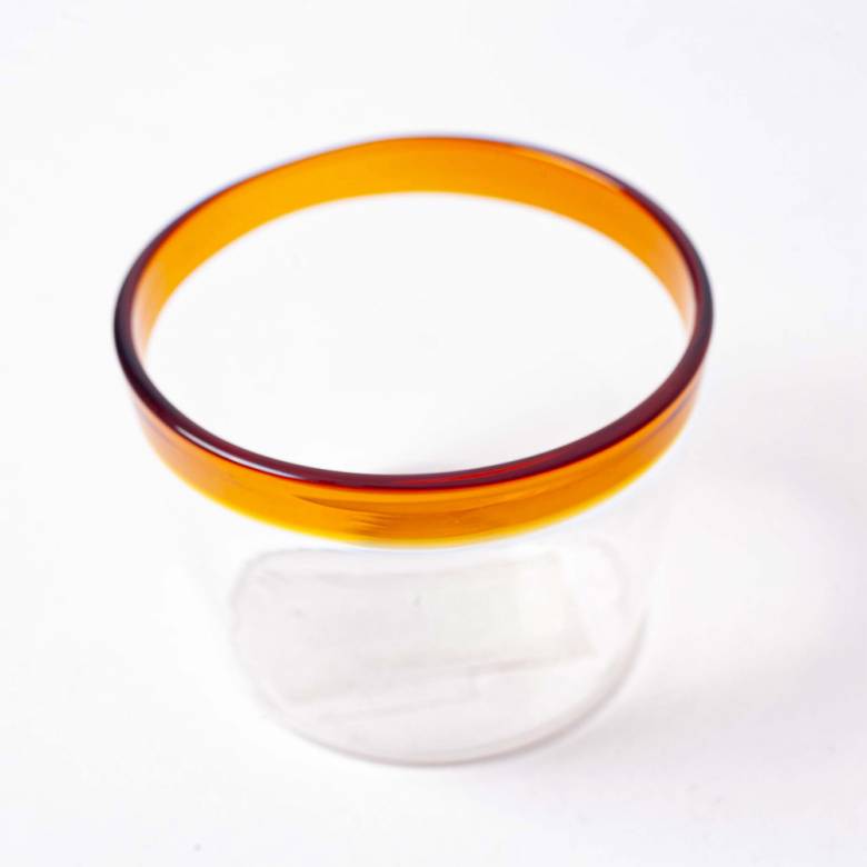 Handmade Short Glass With Amber Rim H: 6cm