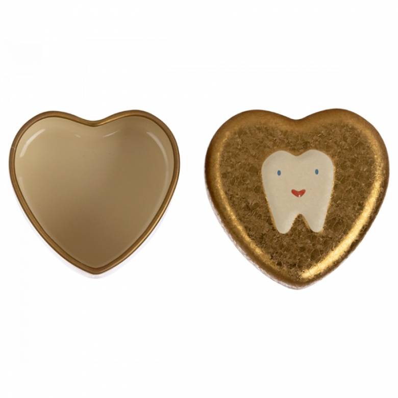 Heart Shaped Tooth Box In Gold By Maileg