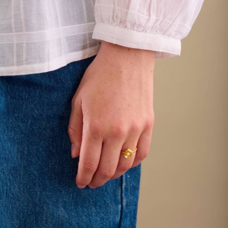 Hidden Pearl Ring In Gold By Pernille Corydon S55