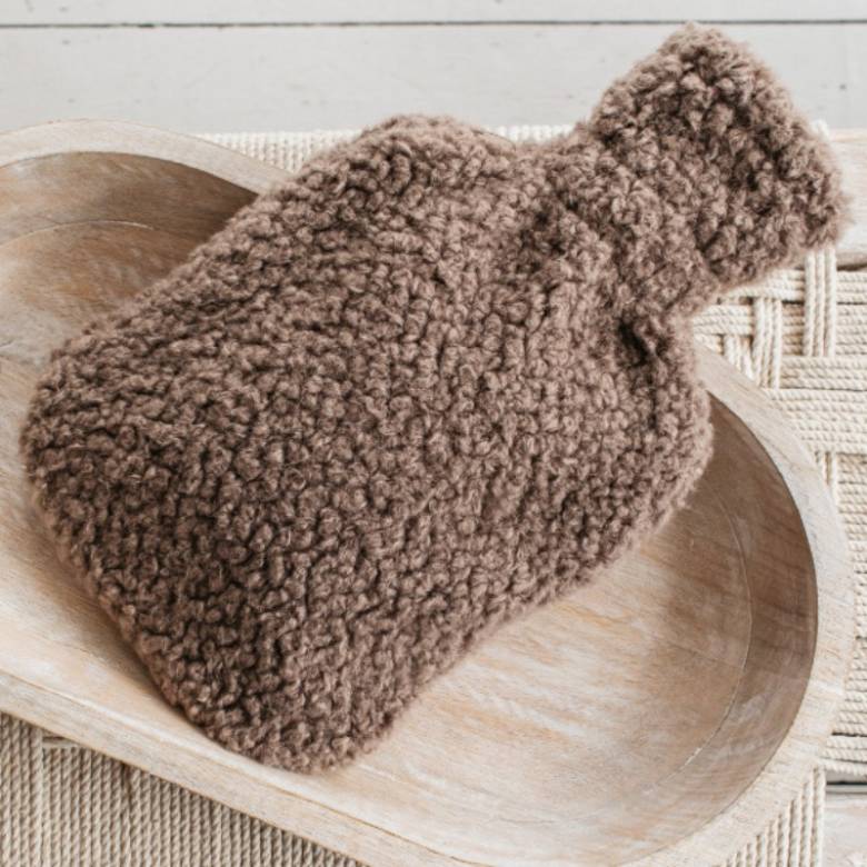 Hot Water Bottle With Faux Sheepskin Cover In Cappucino