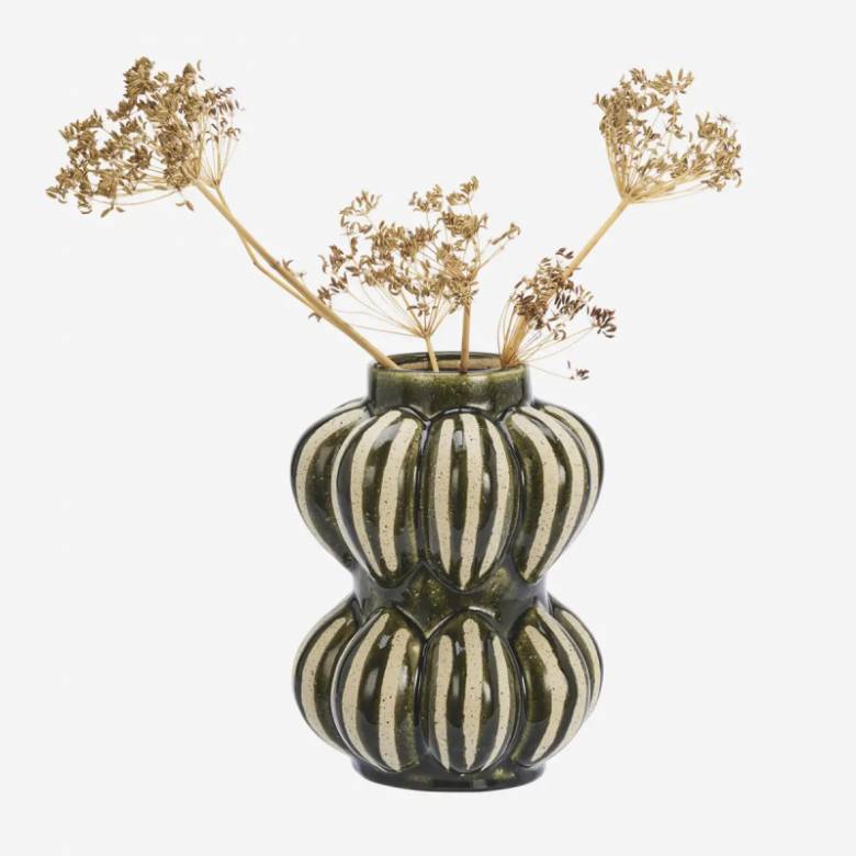 Hourglass Shaped Vase In Green