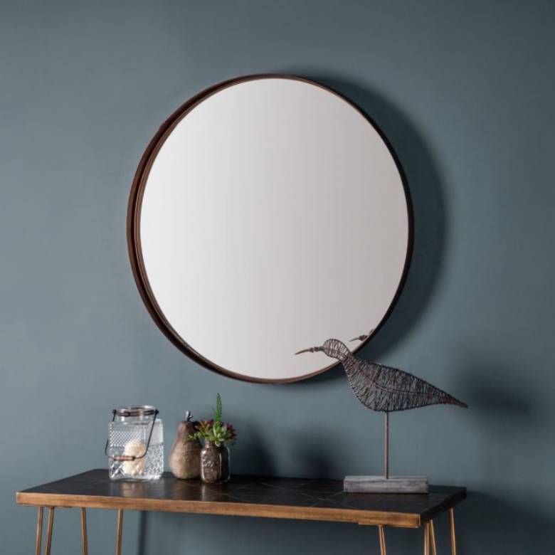 Hutton Circular Mirror In Bronze 84cm