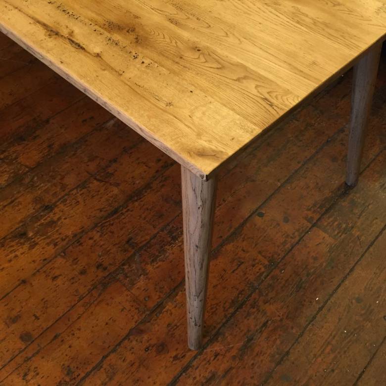 Gotland 1.5m Rectangular Oak Retro Dining Table Splayed Legs