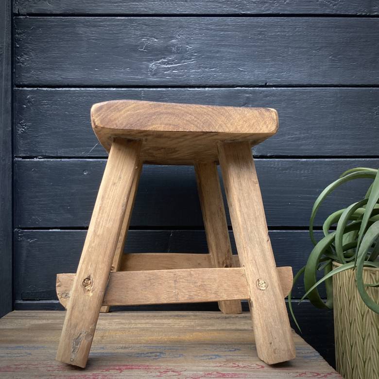 Small Recycled Teak Wooden Stool