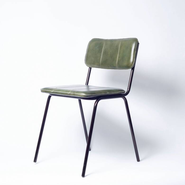 Ukari Dining Chair In Rich Green Leather