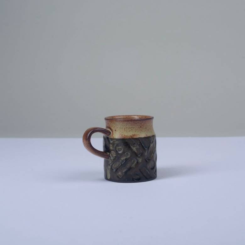 Japanese Ceramic Espresso Mug With Lines & Dots Pattern