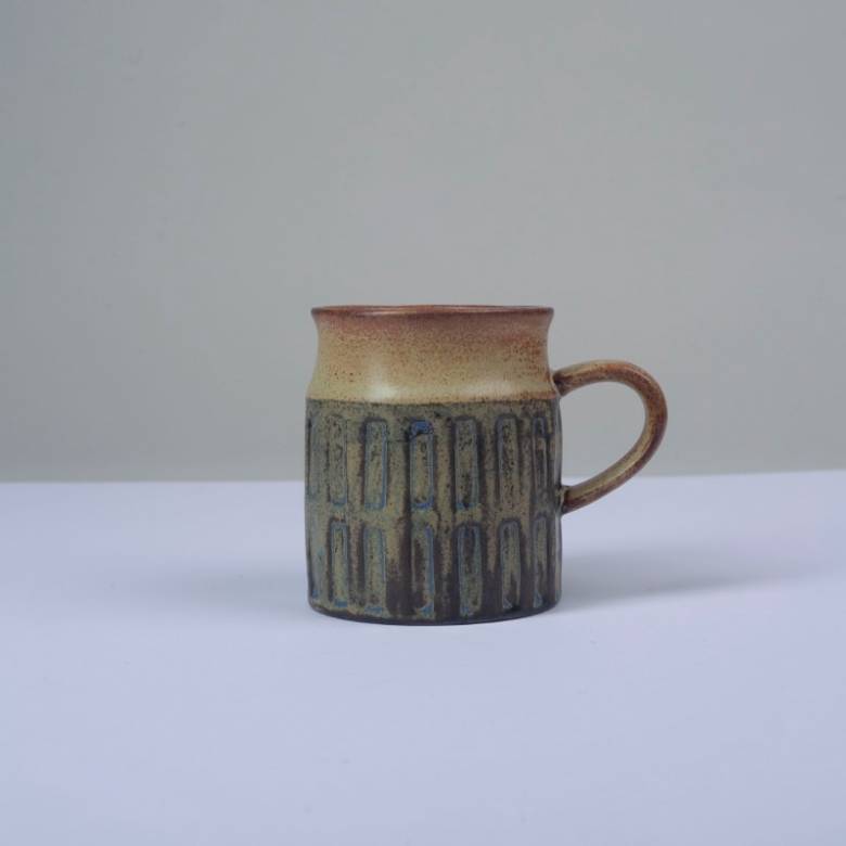 Japanese Ceramic Large Mug With Rectangle Pattern