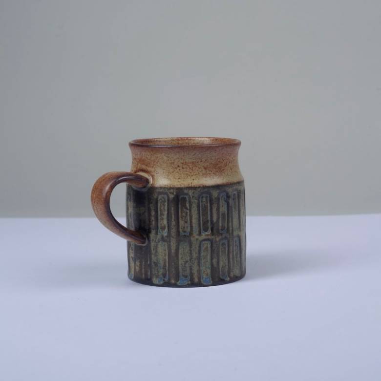 Japanese Ceramic Large Mug With Rectangle Pattern