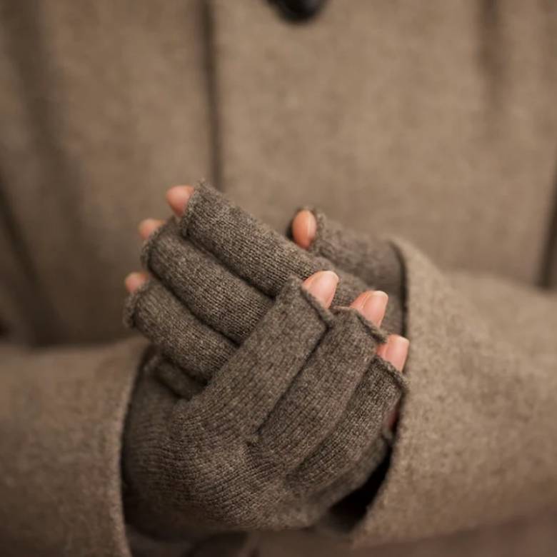 Japanese Merino Wool Arm Warmers In Mocha Brown