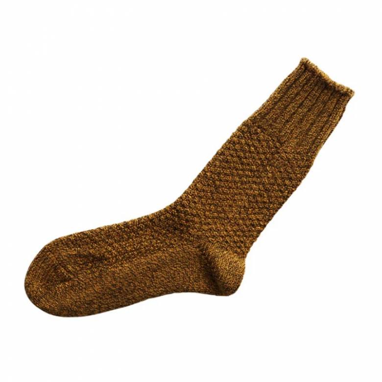 Japanese Wool & Cotton Boot Socks In Mustard