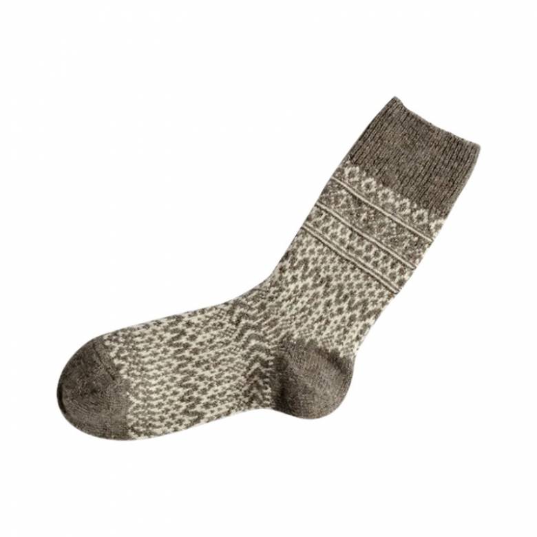 Japanese Wool Jacquard Socks In Grey