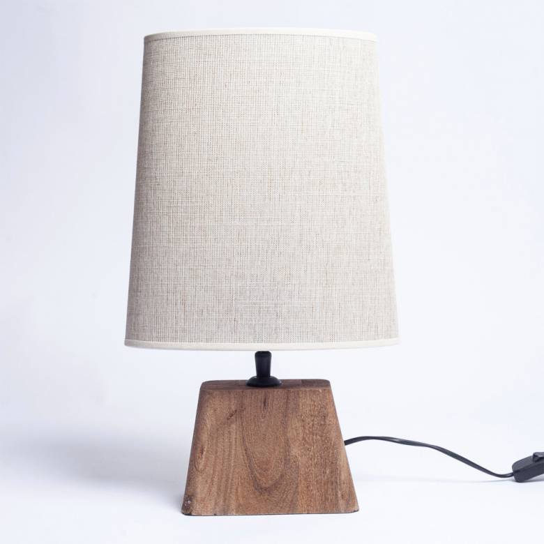 Kardan Wooden Angular Lamp With Tall Flared Shade