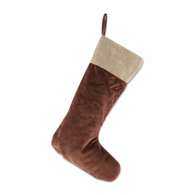 Karru Cotton Velvet Christmas Stocking In Rich Mocha