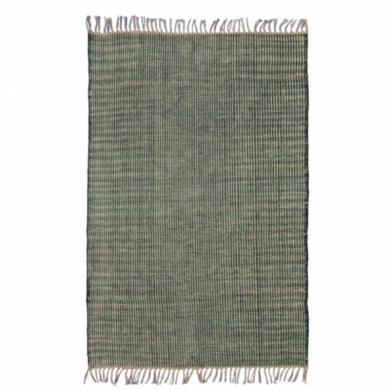Kilim Jute Rug Woven In Green & Blue 150x210cm