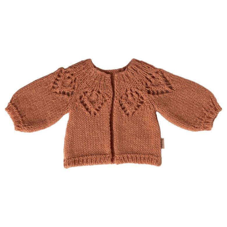 Knitted Cardigan In Vintage Rose For Size 3 Soft Toys By Maileg
