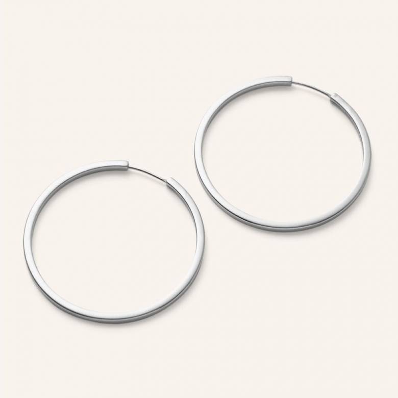 Large Circle Line Hoop Earrings In Silver By Pernille Corydon