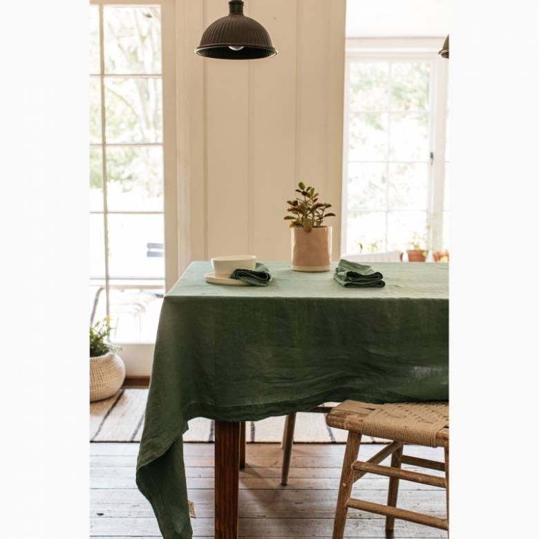 Large Linen Tablecloth In Sea Green 140x230cm
