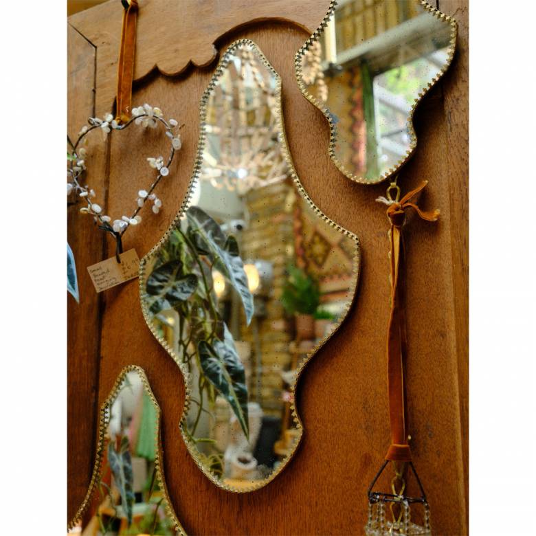 Large Marquise Gold Framed Distressed Mirror 25x45cm