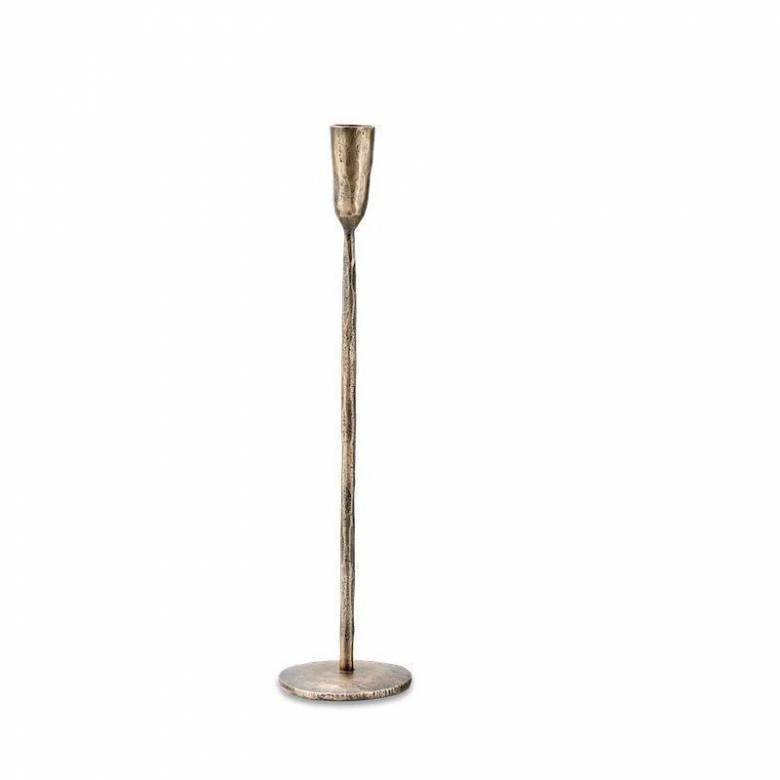 Large Mbata Antiqued Brass Candlestick H:40cm