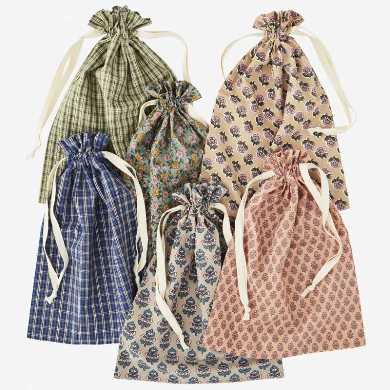Large Printed Cotton Drawstring Gift Bag 20x40cm