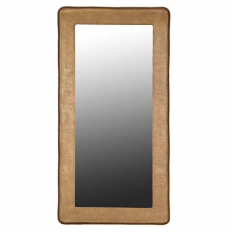 Large Rectangular Leaner Mirror In Gold With Hammered Finish