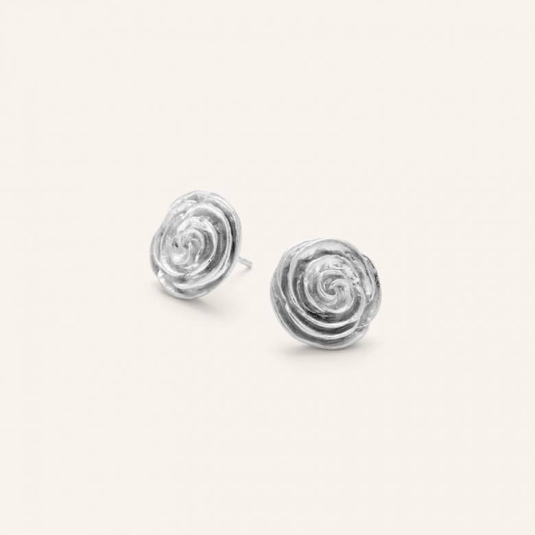 Large Rose Stud Earrings In Silver By Pernille Corydon