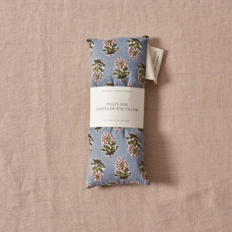 Lavender Eye Pillow In Blue Floral Block Print