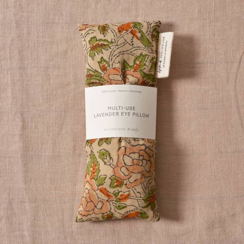 Lavender Eye Pillow In Pink & Green Block Print