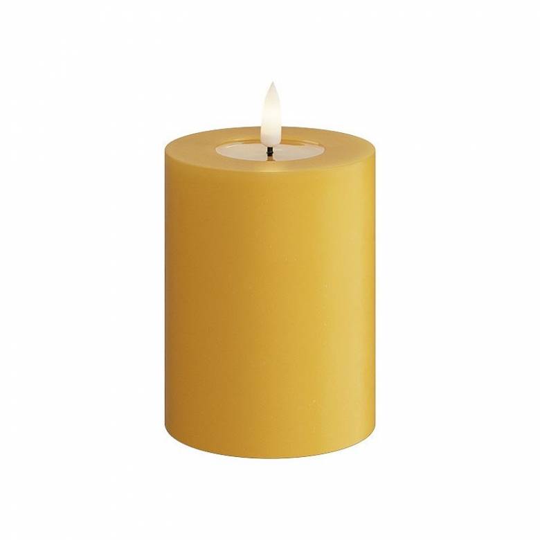 LED Pillar Candle In Curry 7.5x10cm