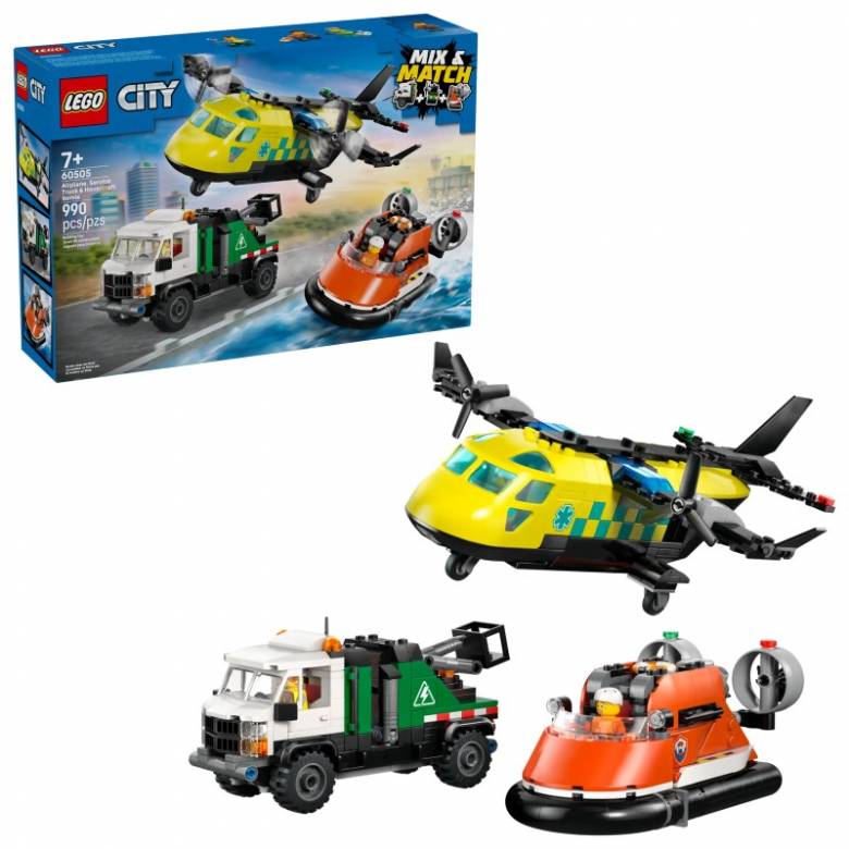 LEGO City Airplane, Service Truck & Hovercraft Remix 60505 7+